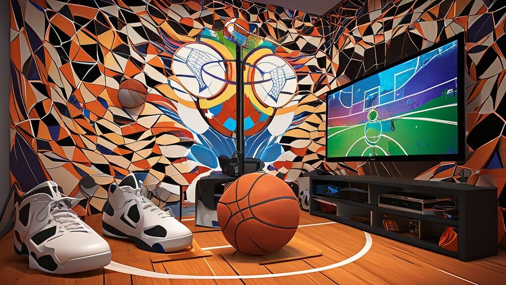 sports gaming crossover concept with athletes and video game elements
