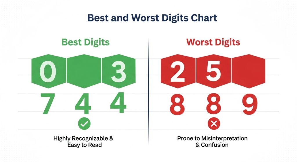 Best and Worst Digits Chart (0,3,4,7 vs 2,5,8,9)