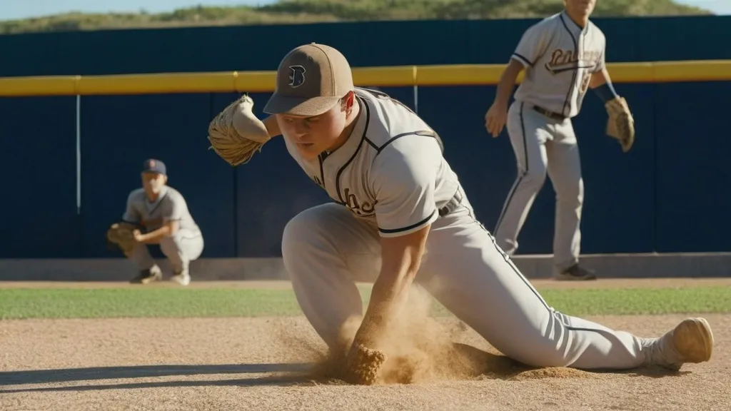 first baseman at baseball game