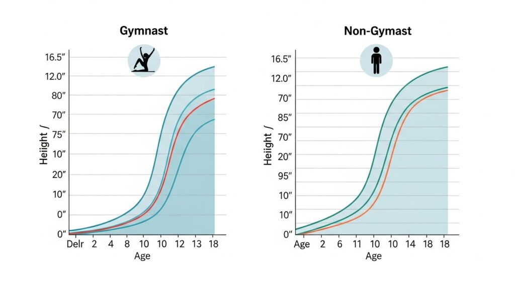 growth chart comparison gymnastics vs normal kids
