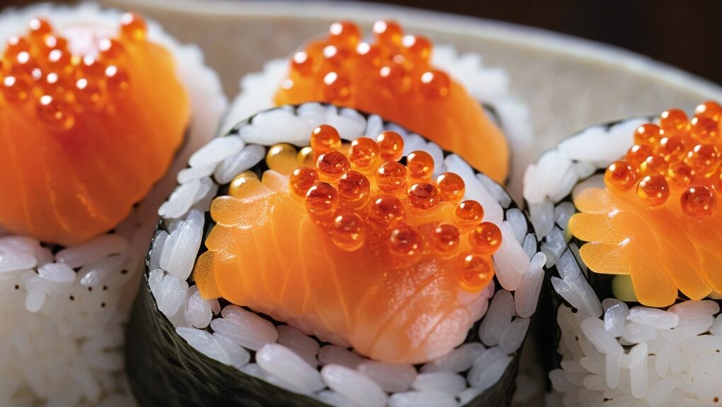 masago on sushi rolls