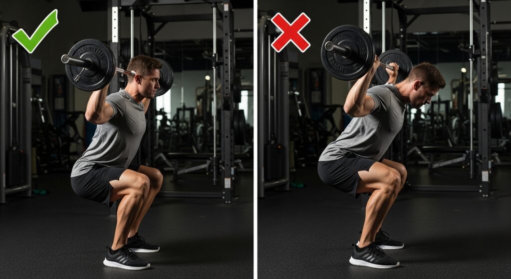 Good vs bad shoulder press form demonstration