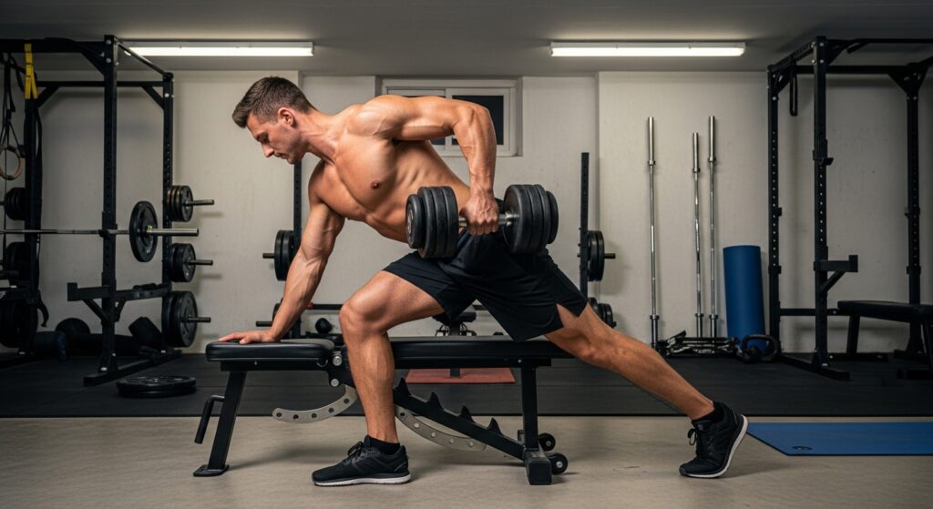 Dumbbell back workout for strength and hypertrophy during 5 day split