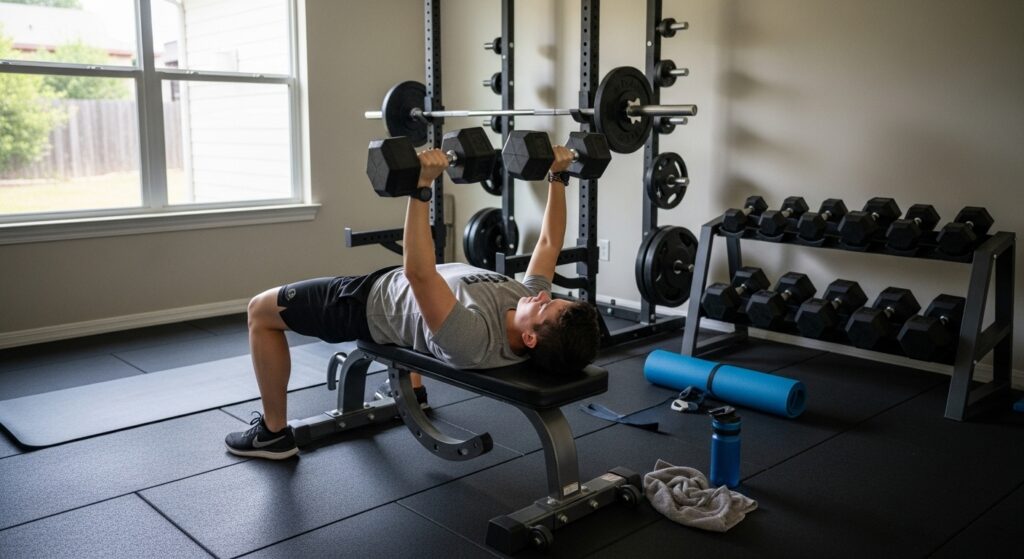 Dumbbell chest press workout as part of 5 day dumbbell split