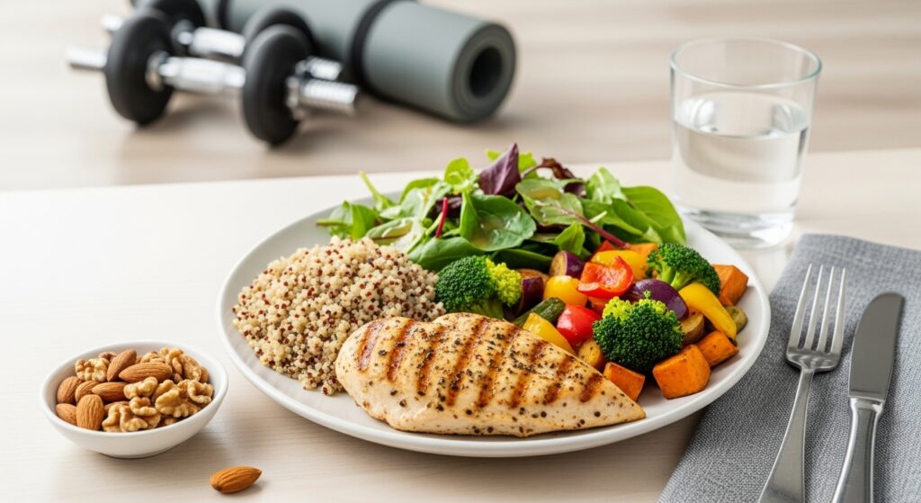 Nutrition and protein meal prep to support dumbbell muscle growth plan