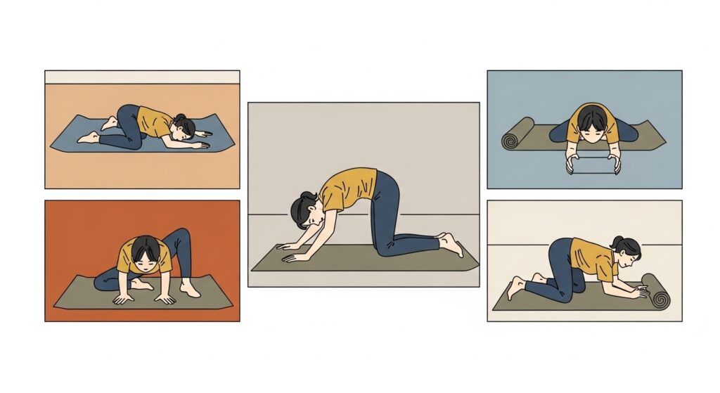 Step-by-step guide for thread the needle pose