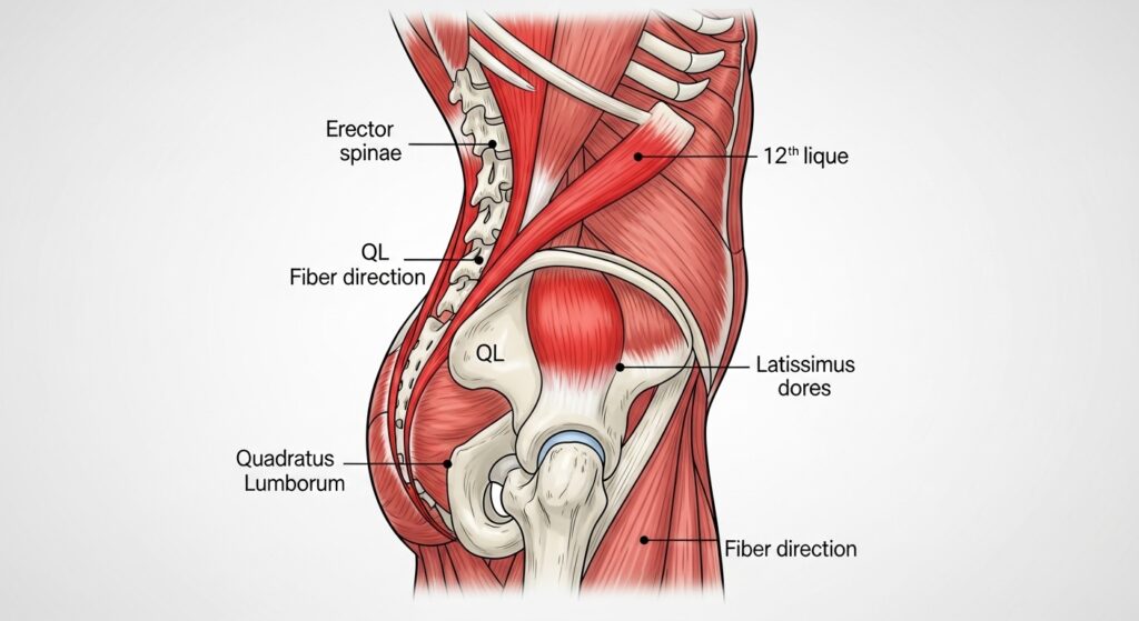 diagram showing quadratus lumborum muscle location