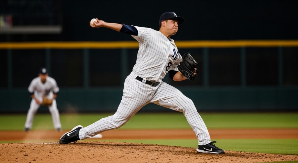 pitcher struggling with throw form