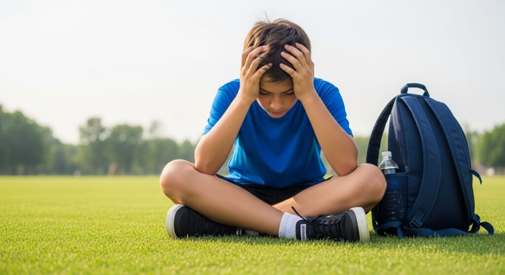 young athlete feeling stressed before practice